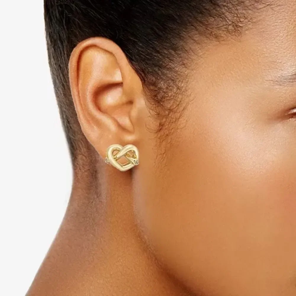 Kate Spade Loves Me Knot Stud Gold Tone Earrings, New In Box, Love Knot🖤♤🖤